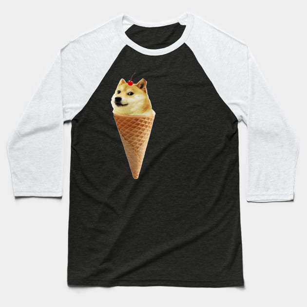 Doge Cream Baseball T-Shirt by one-broke-kid